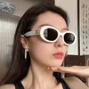 Celies Sweet and Cool Spicy Girl Instagram Style High Grade Oval White Frame Sunglasses Femme Internet Red Simple and Slinmming Sunglasses