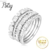 Solitaire Ring Potiy 4 Pcs 925 Sterling SiLVer Wedding Band Solitaire Eternity Stacking Rings for Women 1ct 5A CZ Fine Jewelry d240419