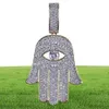 Примолаживание Hamsa Подвесное ожерелье для мужчин Luxury Designer Mens Bling Diamond Hand of Fatima Pendants Hip Hop 18k Gold Plated Lucky J6098973