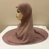 Vêtements ethniques H292 Plour deux pièces de grande taille Hijab musulman avec un menton de qualité supérieure Amira Pull sur l'écharpe islamique vend du foulard