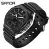 Zegarek SANDA 3167 Style Mężczyźni sportowe zegarek zegarek wojskowy Kwarc stalowy wodoodporny podwójny wyświetlacz zegarki męskie zegarowe zegarki Relogio Masculino