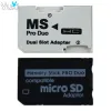 Kaarten Yuxi Memory Card Adapter Micro SD TF Flash -kaart naar geheugenstick MS Pro Duo voor PSP -kaart Single / Dual 2 Slot Adapter