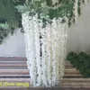 装飾的な花高品質の白いシミュレーションウィステリアガーランド3フォーク人工絹の花弦暗号化植物レタン結婚式