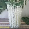 Decorative Flowers High Quality White Simulated Wisteria Garland 3 Forks Artificial Silk Flower String Encryption Plant Rattan For Wedding