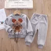 Ensembles de vêtements hiver chauds bébé et filles garçons broderie 3d dessin animé veste en toisse complète pant