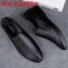 Sapatos casuais em couro genuíno preto para homens slip-on slip-on slowers de estilo italiano de estilo italiano vestido formal mocassins tamanho 37-45