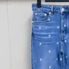 Jeans pour femmes 2024 au début du printemps petit floral brodé droit pour les femmes