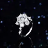 Anello solitario 100% 100% Real Moissanite Diamond Luxury Sun Flower Ring 2 Ct Lotus Anello da donna Fancy Wedding Anelli Sterling Silver Beliugli D240419