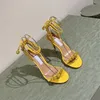 Sandały Aquazzura zdobyto płaski dół /7,5 cm/10cm Designer Luksusowy Pasek Julie Crystal Slajd Shop