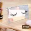 Sacs de rangement 50pcs cils vide maquillage à glissière pochette de toilette Bag de voyage pour femmes accessoires adorables