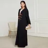 Vêtements ethniques Nouveaux boucles en cuir élégant Abaya Robe musulmane pleine longueur Dubaï Femelle Split Sold Islamic Robe Islam Robe Dropshiping D240419