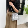 Totes Sequin Bucket Cylinder Phone Bag Satchels Women Fashion Chain Decor Hangbag Luxury Designer Small Shoulder Crossbody