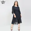 Casual Dresses Super Fairy Plus Size Slim Looking Mid Length Long Dress With Drawstring