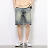 Men's Shorts Men Summe Thin Five-point Denim Vintage Washed Baggy Straight Simple Solid Color Ins Streetwear