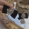 Kolczyki Dangle Vintage Black Big Bow Rhinestone Drop for Women 2024 Biżuteria Osoby Osoby Hurtowe