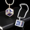 New Hip Hop Jewelry Cube Memory Photo Pendant with Zircon Diy Personalized Photo Frame Necklace