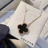 Designer Brand Van High Edition Clover Necklace for Women 925 Pure Silver Plated 18k Rose Gold Double sided Classic Pendant Light Luxury Jewelry