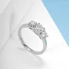 Cluster Rings DAMLISA 5.5mm Moissanite Engagement Ring For Women 3-stone Wedding Band 925 Sterling Silver 18k Gold Plated Promise Diamond