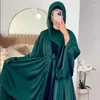 エスニック衣類サテンのオープンアバヤ着物普通イスラム教徒のアバヤ女性ドバイ2024トルコエレガントヒジャーブドレスカフタンローブラマダンイスラム