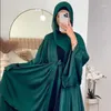 Vêtements ethniques Satin Open Abaya Kimono Plain musulman Abayas pour les femmes Dubaï 2024 Turquie Elengant Hijab Dress Kaftan Robe Ramadan Islam