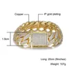 IJZL -keten Hip Hop 19mm 3 Rij zware Cubaanse talk ketting Bling Iced Out Box Buckle Copper -instelling AAA+ kubieke zirkonia -armband voor mannen sieraden D240419