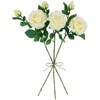 Fleurs décoratives de 6 tiges de rose artificielle réelles blanches 26 Flores Secas Lavande Eucalyptus Garlands Bouquet Bouquet Palm Feuilles Hortensia