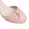 YQBTDL 8 10 12 14 16 18 anos Sweet Pearls Pingente Little Princess Pink Sandals Childrens Girls Girls Buckle Strap Shoes Summer 240408