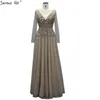 Платья для вечеринок Serene Hill Wine Red A-Line Вечер 2024 Dubai Beading Long Roomves Sexy Formal Design LA70734