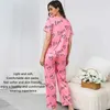 Dames Sleep Lounge Women Pyjamas Love Print Sleepwear nachtkleding Cathykezian Pink S M L korte mouwen broek Hartbrief afdrukken Fashion Soft D240419