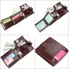 Carteiras multifuncionais 3 dobras carteira masculina RFID Anti -roubo vintage Genuíno da carteira de couro de couro para o suporte da bolsa de dinheiro da bolsa