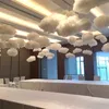 9pcset Colon de coton artificiel Décoration blanc 3d plafond intérieur décor nuage salon bricolage décoration de fête de mariage 240419