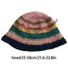 ベレー帽の手作りの編み物のバケツ帽子のためのカラーマッチングフロッピーとボウノットデカールサマーキャンプスプリングサンx4yc