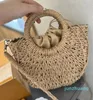 designer's grass woven tote bag mini woven handbag women's beach outdoor drawstring shoulder cross body bag straw handbag