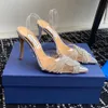 Aquazzura Rhinestones PVC Sandali tacchi sandali sandali cristallini con tacchi a spillo in cristallo scarpe eleganti di lusso da donna in pelle ginnastica scarpe da fibbia per fibbie calzature fabbriche di fabbrica