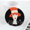 Brooches Creative Design Orange Hat Elegant Lady Acrylic For Women Lovely Round Pin Lapel Badges Brooch Jewelry Fashion Gift