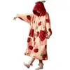 Dames Sleep Lounge 2023 Winterpyjama's voor vrouwen Cartoon Hapleed Long Robe jack schattig huis slijtage slaapkleding kawaii flanel warme comfortabele lounge badjrobe d240419