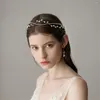 Headpieces Vacker Pearl Diamond Chain Bridal bröllop huvudbonad enkel brudtärna klänning pannband