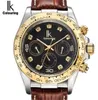 Wristwatches IK Rose Gold Automatic Watches Men Mechanical Wristwatch Skeleton Tourbillon Watch Waterproof Leather Strap Clock 4591395130
