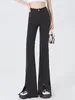 Damesjeans Circyy Black High Tailed Slit Cut Denim broek Bell Bottom volledige lengte mode 2024 Spring vintage streetwear