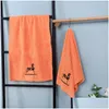 Towel Three-Piece Orange Annual Meeting Gifts Embroidered Company Employee S Wedding Favors Drop Delivery Dhopy