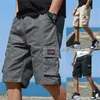 Men's Shorts Male Cargo Pants Knee Shorts Classic Summer Shorts Multiple Pockets Large Size Cotton Half Pants Khaki Grey Shorts 240419 240419