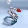 Cluster Rings Springlady 925 Sterling Silver 4 6mm Pear Cut Ruby High Carbon Diamonds Fine Jewelry Gift Serpentine Ring for Women
