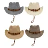 Berets 2024 Blendle Stylish Western Cowboy Hat Kobiet Kobiety Letnie festiwale i podróż Travel Cow Boy