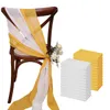 24 PCS 17x275cm Christmas Green Murffon Chair Sashs 12 Set Sage Sash Wedding Ribbon Party Decor 240407