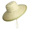 Bérets Kiki Fashion Straw Hat pour adulte Unisexe Beach Sun Sun Grand Brim Fisherman tissé à la main Men de la ferme Summer