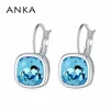 Boucles d'oreilles ANKA Anka Fashion Classic Square Crystal Rhodium plaqué pour les femmes cristaux d'Autriche # 114838