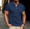 Summer New Horse Jersey Mens Casual Polo Pocket V Budle Business Couleur solide avec T-shirt Top 240415