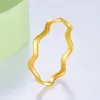 Clusterringe Real Pure 999 24K Gelbgold Frauen Frauen Glück 1,3 mm glänzender Wellenring 1,25 g/US -Größe 6