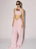Women's Jeans Designer Retro Pink Sexy Double-waisted High-waisted 2024 Summer Fashion Luxury All-match Wide-leg Pants