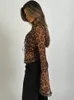 Julissa Mo Leopard Printed Sheer Chifon Women Form Funct Flare Deep Deep V-образные топы женская женщина 2024 Летняя повседневная женская одежда 240412
